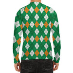 Saint Patrick's Day Argyle Pattern Print Men's Long Sleeve Rash Guard