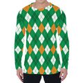 Saint Patrick's Day Argyle Pattern Print Men's Long Sleeve T-Shirt