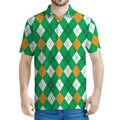 Saint Patrick's Day Argyle Pattern Print Men's Polo Shirt