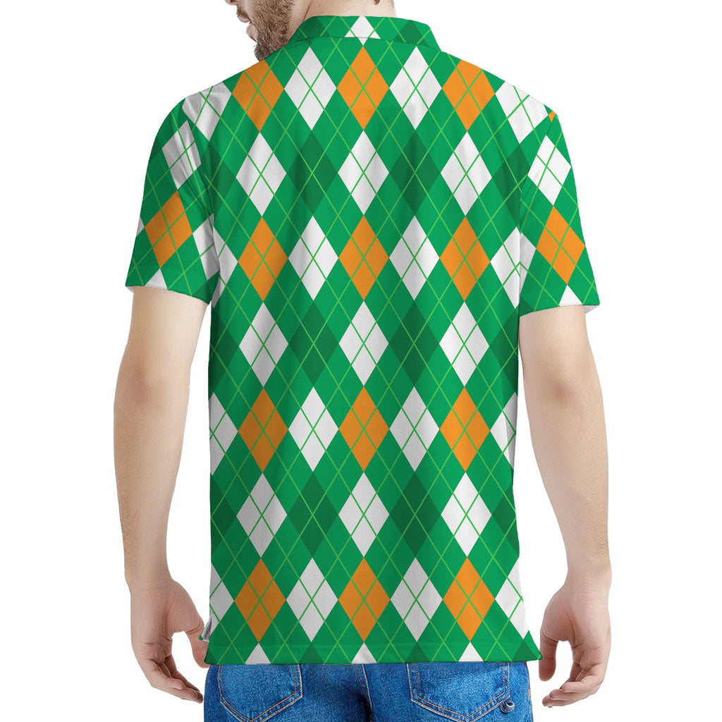 Saint Patrick's Day Argyle Pattern Print Men's Polo Shirt