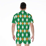 Saint Patrick's Day Argyle Pattern Print Men's Rompers