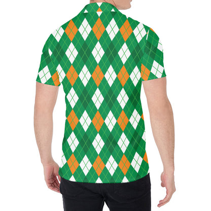 Saint Patrick's Day Argyle Pattern Print Men's Shirt