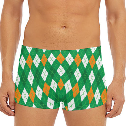 Saint Patrick's Day Argyle Pattern Print Men's Short Boxer Briefs