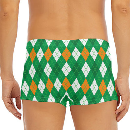 Saint Patrick's Day Argyle Pattern Print Men's Short Boxer Briefs