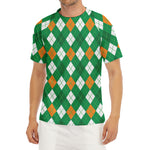 Saint Patrick's Day Argyle Pattern Print Men's Short Sleeve Rash Guard