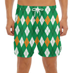 Saint Patrick's Day Argyle Pattern Print Men's Split Running Shorts