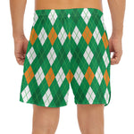 Saint Patrick's Day Argyle Pattern Print Men's Split Running Shorts