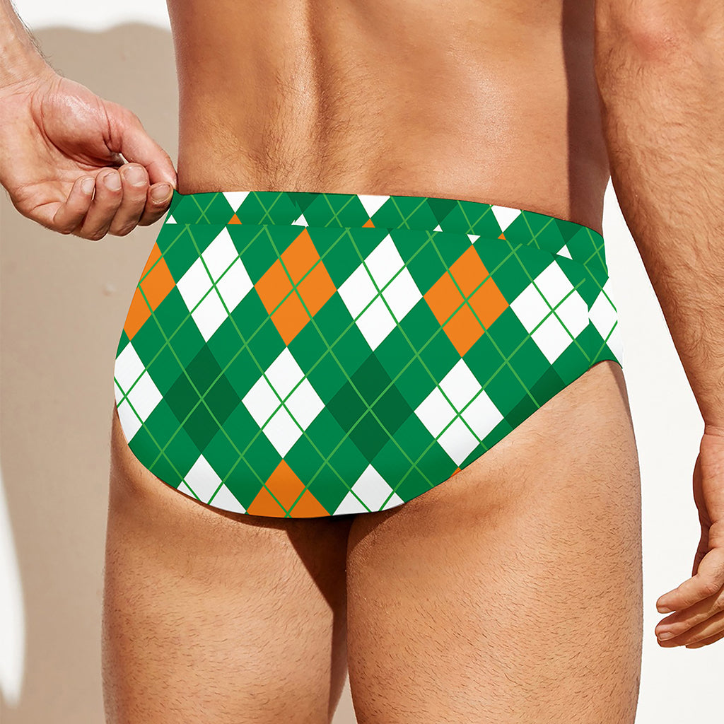 Saint Patrick's Day Argyle Pattern Print Men's Swim Briefs