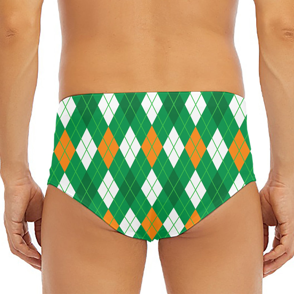 Saint Patrick's Day Argyle Pattern Print Men's Triangle Swim Briefs