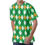 Saint Patrick's Day Argyle Pattern Print Men's Velvet T-Shirt