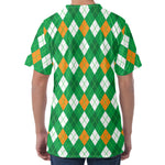 Saint Patrick's Day Argyle Pattern Print Men's Velvet T-Shirt
