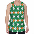 Saint Patrick's Day Argyle Pattern Print Men's Velvet Tank Top