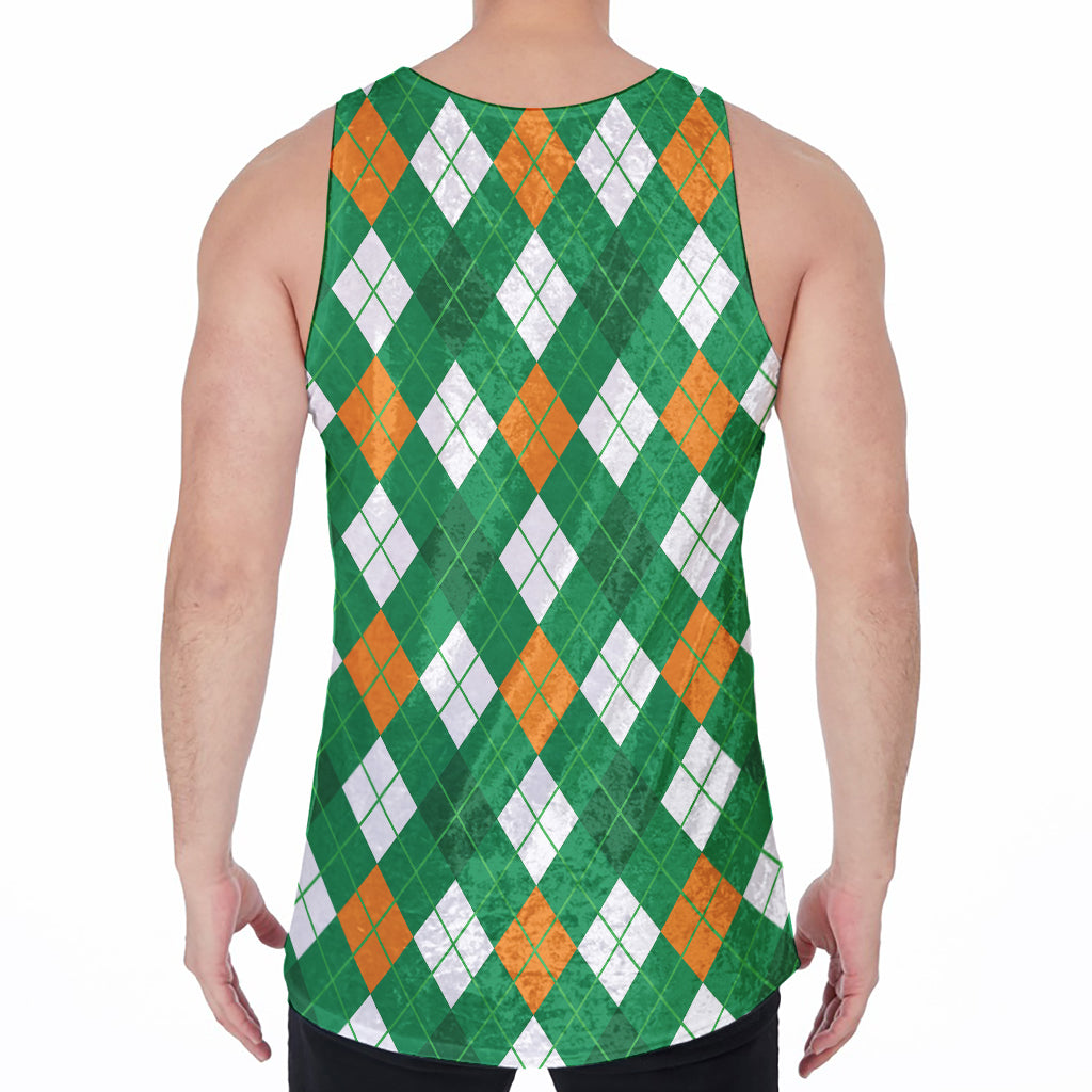 Saint Patrick's Day Argyle Pattern Print Men's Velvet Tank Top