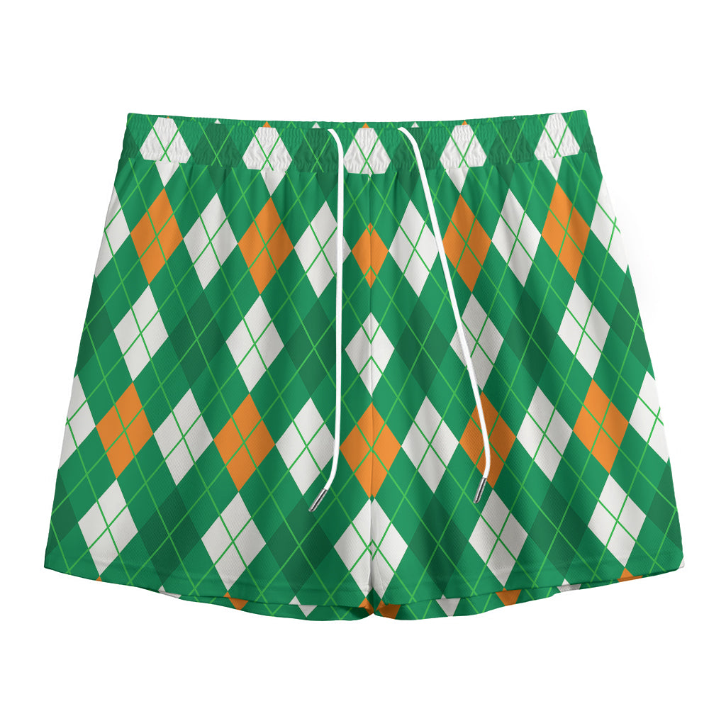 Saint Patrick's Day Argyle Pattern Print Mesh Shorts