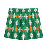Saint Patrick's Day Argyle Pattern Print Mesh Shorts