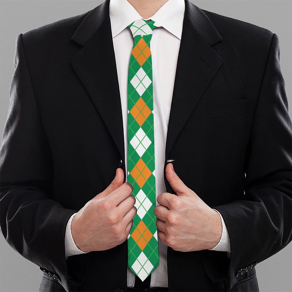 Saint Patrick's Day Argyle Pattern Print Necktie