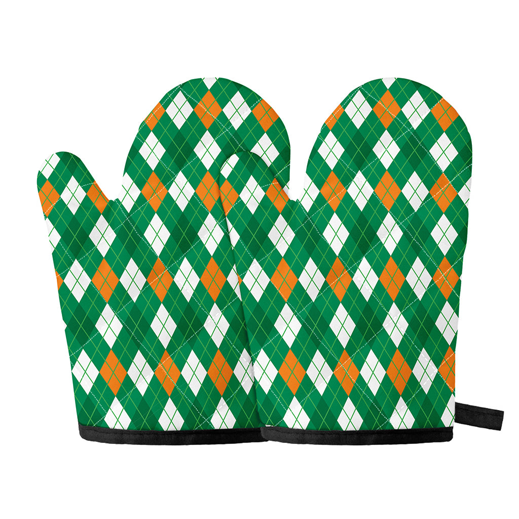 Saint Patrick's Day Argyle Pattern Print Oven Mitts
