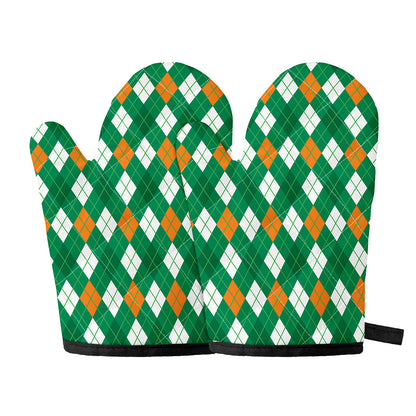 Saint Patrick's Day Argyle Pattern Print Oven Mitts