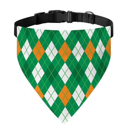 Saint Patrick's Day Argyle Pattern Print Over The Collar Dog Bandana