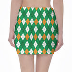Saint Patrick's Day Argyle Pattern Print Pencil Mini Skirt