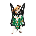 Saint Patrick's Day Argyle Pattern Print Pet Carrier Backpack