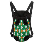 Saint Patrick's Day Argyle Pattern Print Pet Carrier Backpack