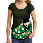 Saint Patrick's Day Argyle Pattern Print Pet Sling Carrier