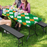 Saint Patrick's Day Argyle Pattern Print Picnic Table Cover