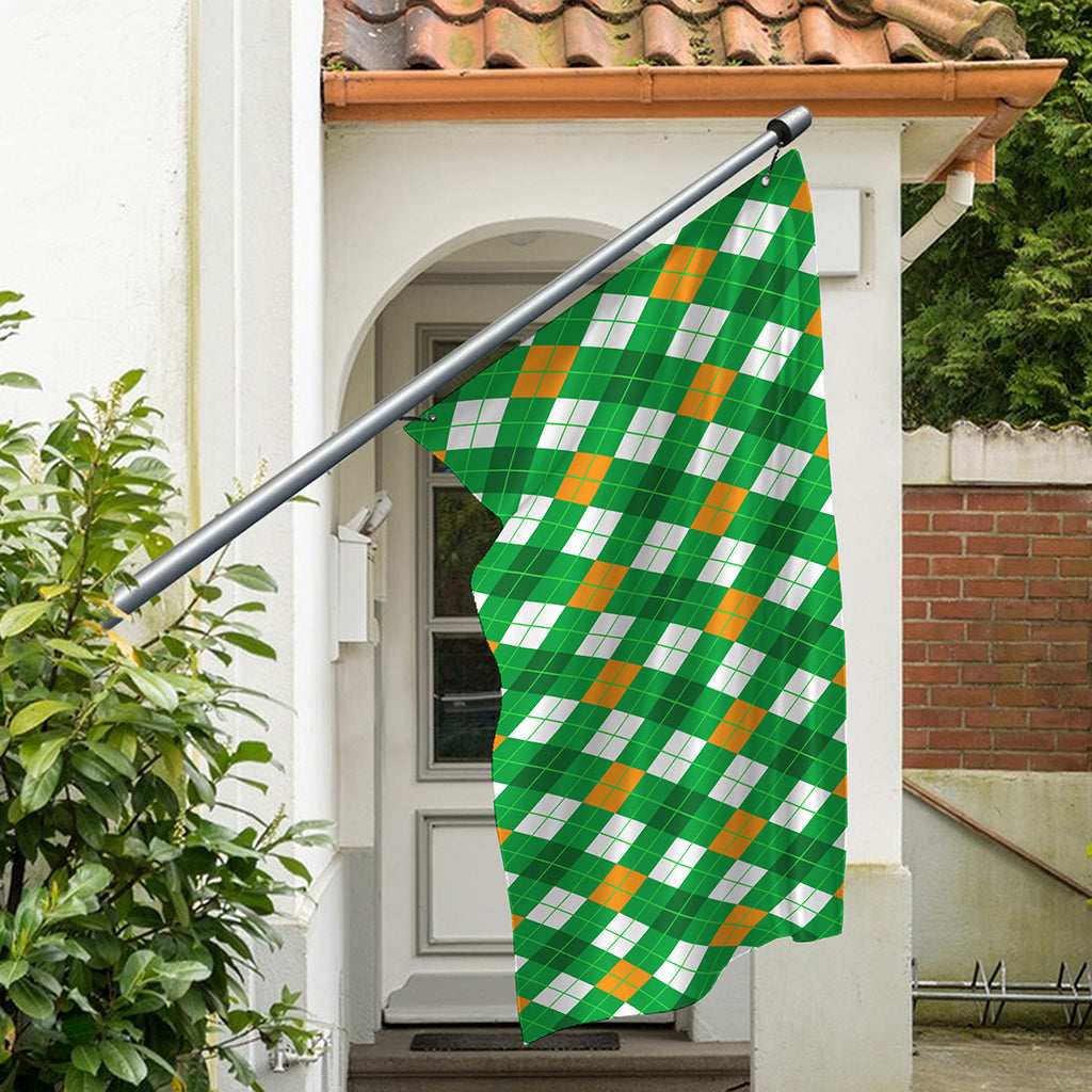 Saint Patrick's Day Argyle Pattern Print Polyester Flag