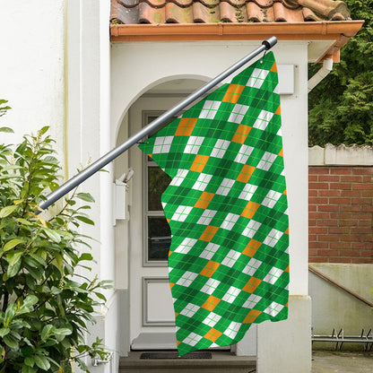 Saint Patrick's Day Argyle Pattern Print Polyester Flag