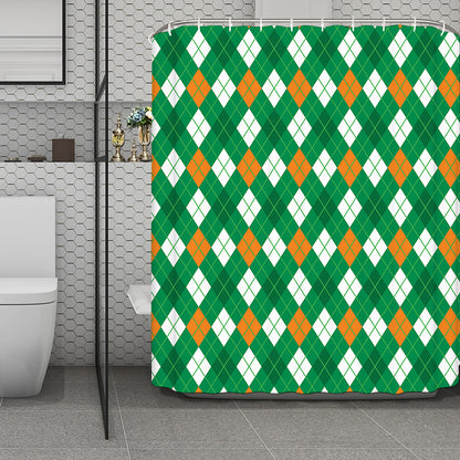 Saint Patrick's Day Argyle Pattern Print Polyester Shower Curtain