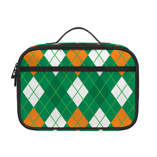 Saint Patrick's Day Argyle Pattern Print Portable Lunch Bag