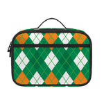 Saint Patrick's Day Argyle Pattern Print Portable Lunch Bag