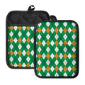 Saint Patrick's Day Argyle Pattern Print Pot Holders With Pocket