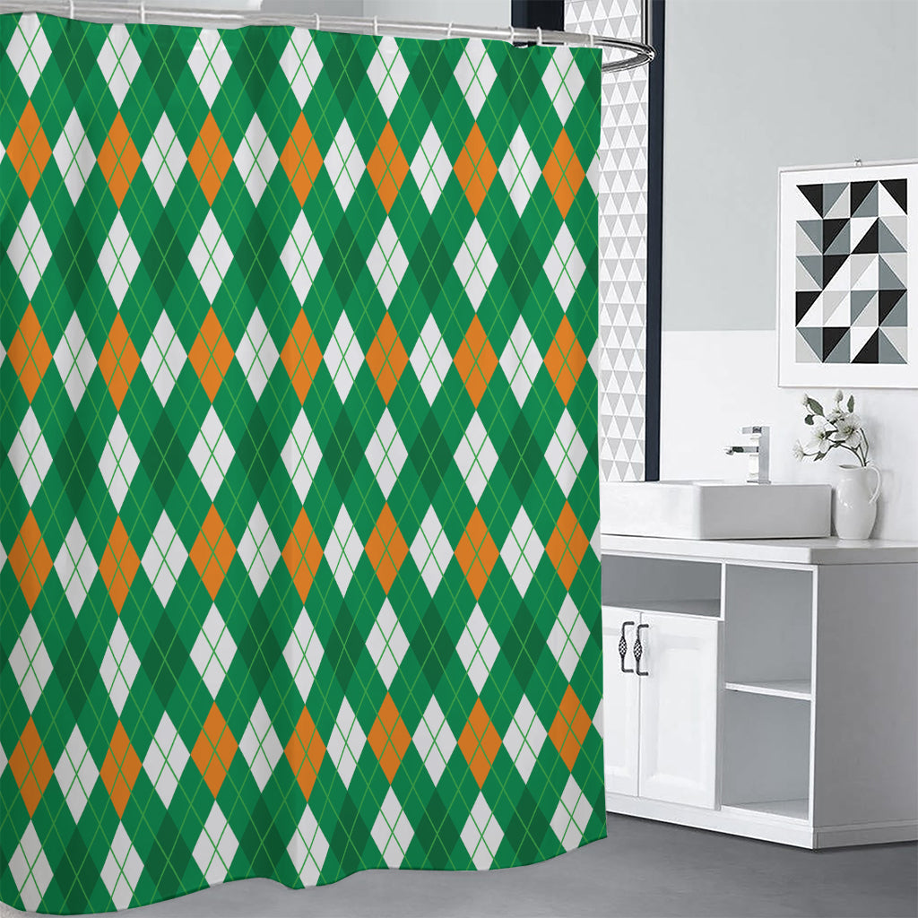 Saint Patrick's Day Argyle Pattern Print Premium Shower Curtain