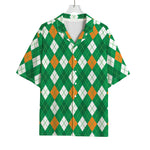Saint Patrick's Day Argyle Pattern Print Rayon Hawaiian Shirt