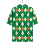 Saint Patrick's Day Argyle Pattern Print Rayon Hawaiian Shirt