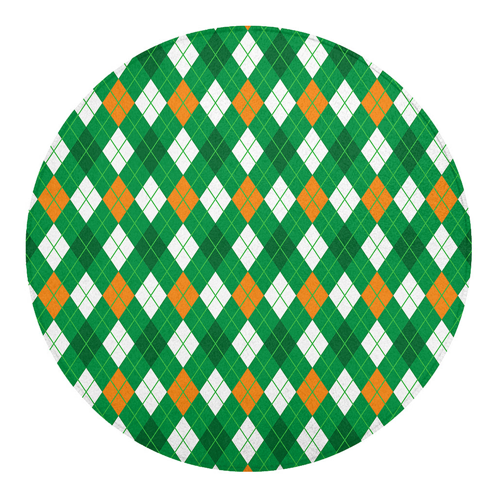 Saint Patrick's Day Argyle Pattern Print Round Blanket
