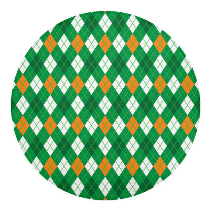 Saint Patrick's Day Argyle Pattern Print Round Blanket