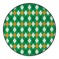 Saint Patrick's Day Argyle Pattern Print Round Floor Mat