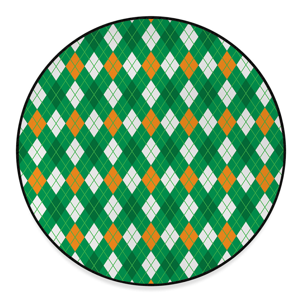 Saint Patrick's Day Argyle Pattern Print Round Floor Mat