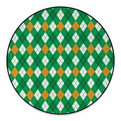 Saint Patrick's Day Argyle Pattern Print Round Floor Mat
