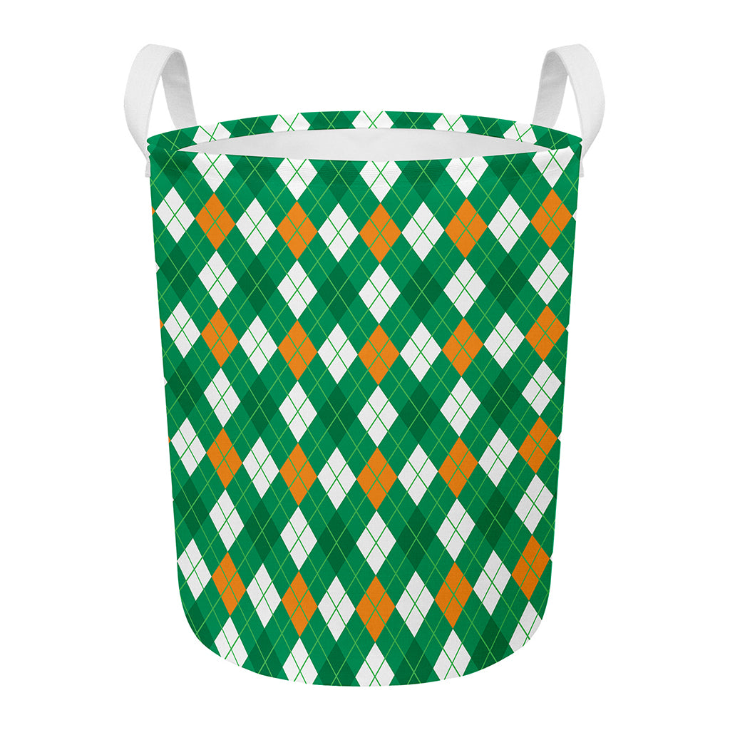 Saint Patrick's Day Argyle Pattern Print Round Laundry Basket