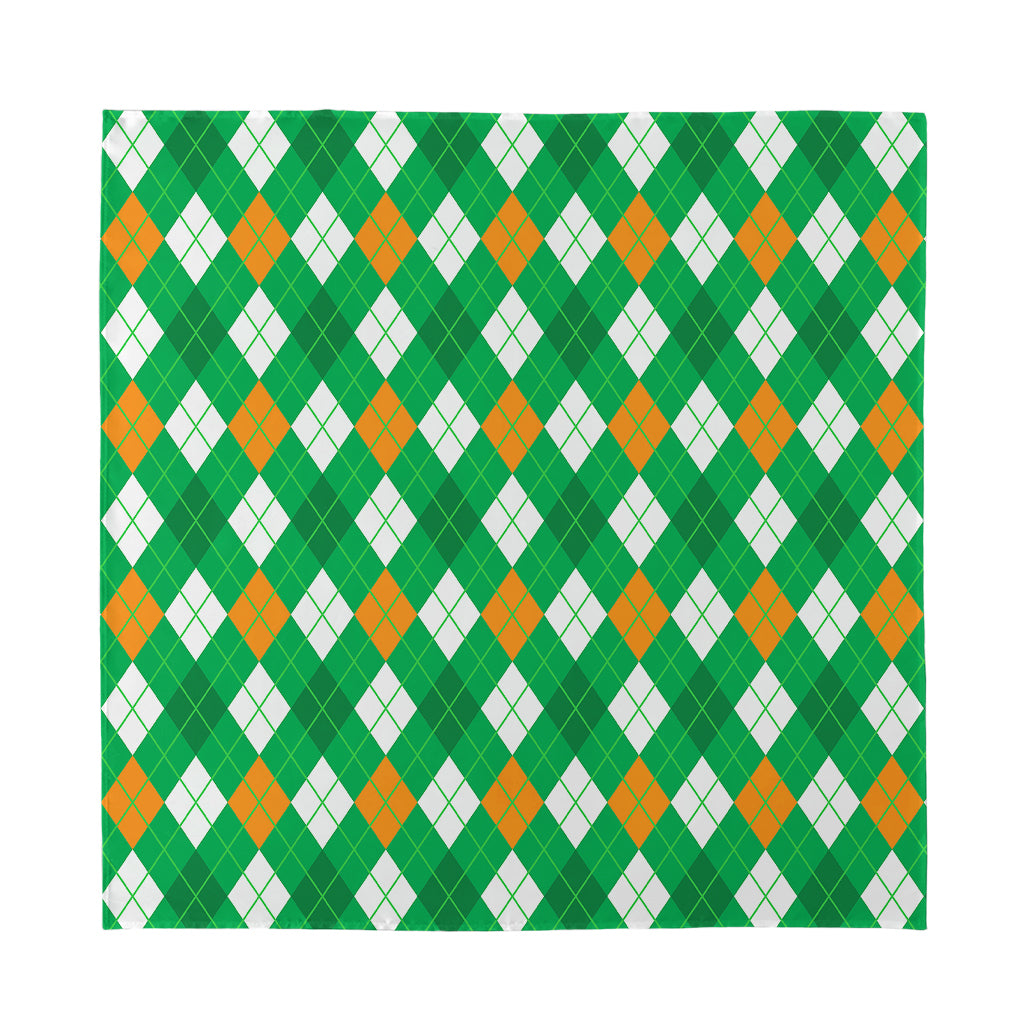 Saint Patrick's Day Argyle Pattern Print Silk Bandana