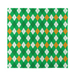 Saint Patrick's Day Argyle Pattern Print Silk Bandana