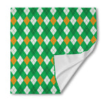 Saint Patrick's Day Argyle Pattern Print Silk Bandana