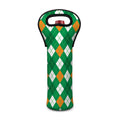Saint Patrick's Day Argyle Pattern Print Single Neoprene Wine Tote