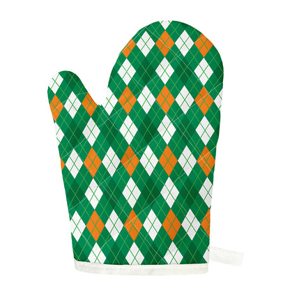 Saint Patrick's Day Argyle Pattern Print Single Oven Mitt
