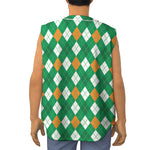 Saint Patrick's Day Argyle Pattern Print Sleeveless Baseball Jersey