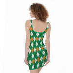 Saint Patrick's Day Argyle Pattern Print Sleeveless Bodycon Dress